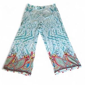 Johnny Was Blue and Red Wide Leg Pants